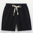 thumbnail image 2 of Unisex Kids Cotton Casual Shorts, Drawstring Elastic Waist Solid‑Color Thin Summer Beach Sports Shorts for Boys Girls 2‑12 Years Old, 2 of 4