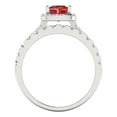 thumbnail image 4 of 2.01 ct Brilliant Princess Cut Natural Garnet 18K White Gold Halo Solitaire with Accents Engagement Bridal Wedding Ring Band Set size 6.5, 4 of 7