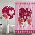thumbnail image 4 of Pink Valentines Day Shower Curtain Set - 48" x 72" Washable Bathtub Curtain with 12 Hooks, Love Hearts Romantic Farmhouse Waterproof Fabric Stall Shower Curtains for Bathroom/Bathtub Décor, 4 of 6
