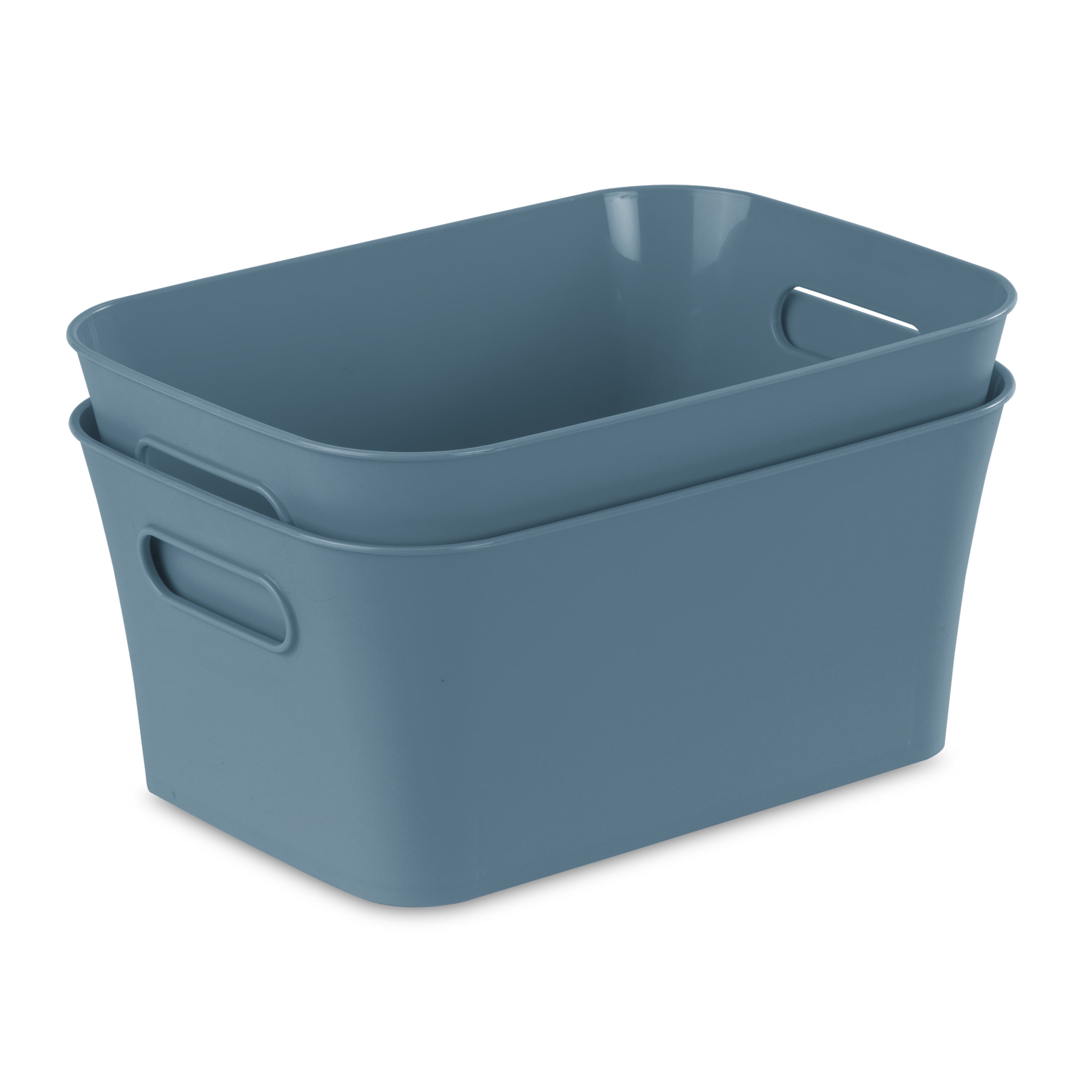 Mainstays Set of (2) Small Bins Plastic, Cool Water