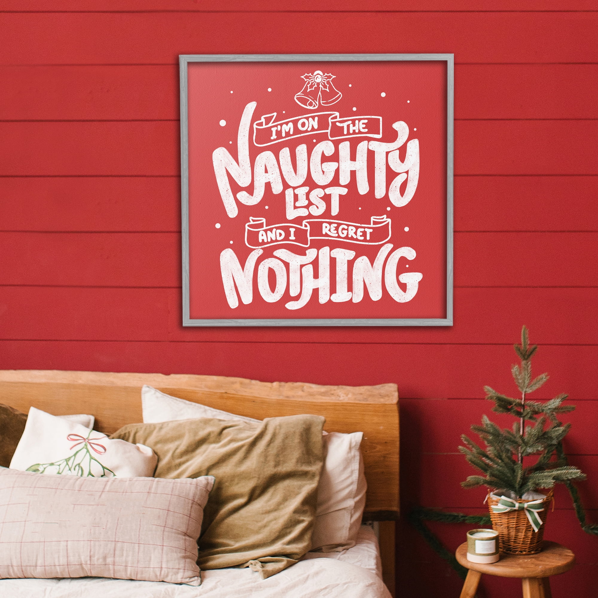 Stupell Industries Naughty List Regret Nothing Gray Framed Giclee Art, design by Tobe Fonseca