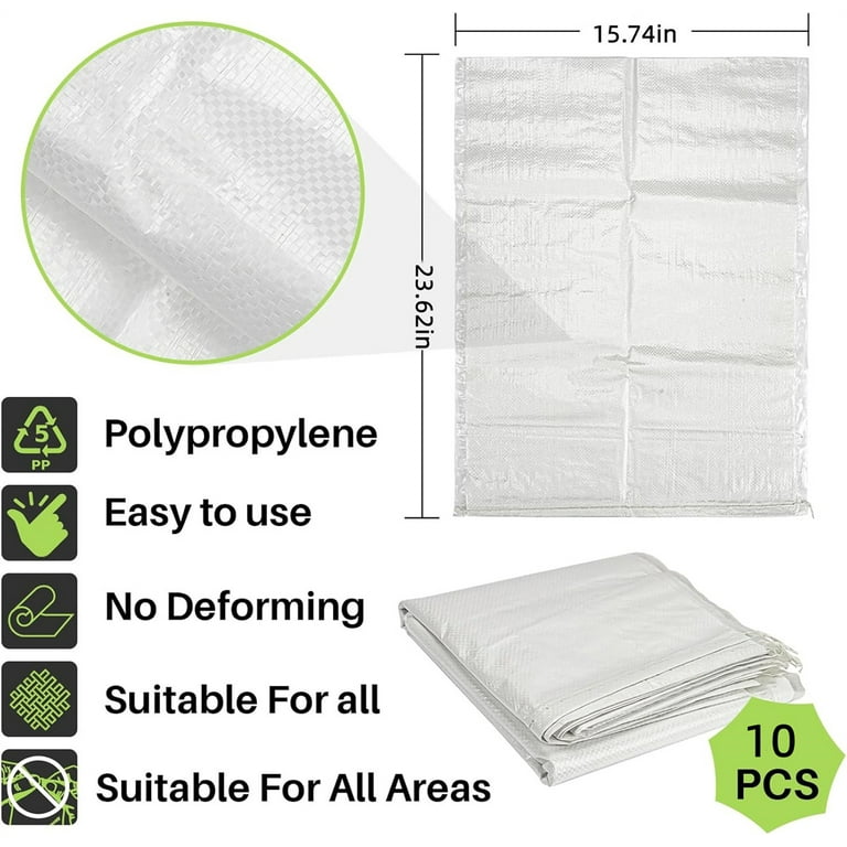 Empty Sand Bags 10 PCS,Woven Tear Resistant Sandbags,Heavy Duty 