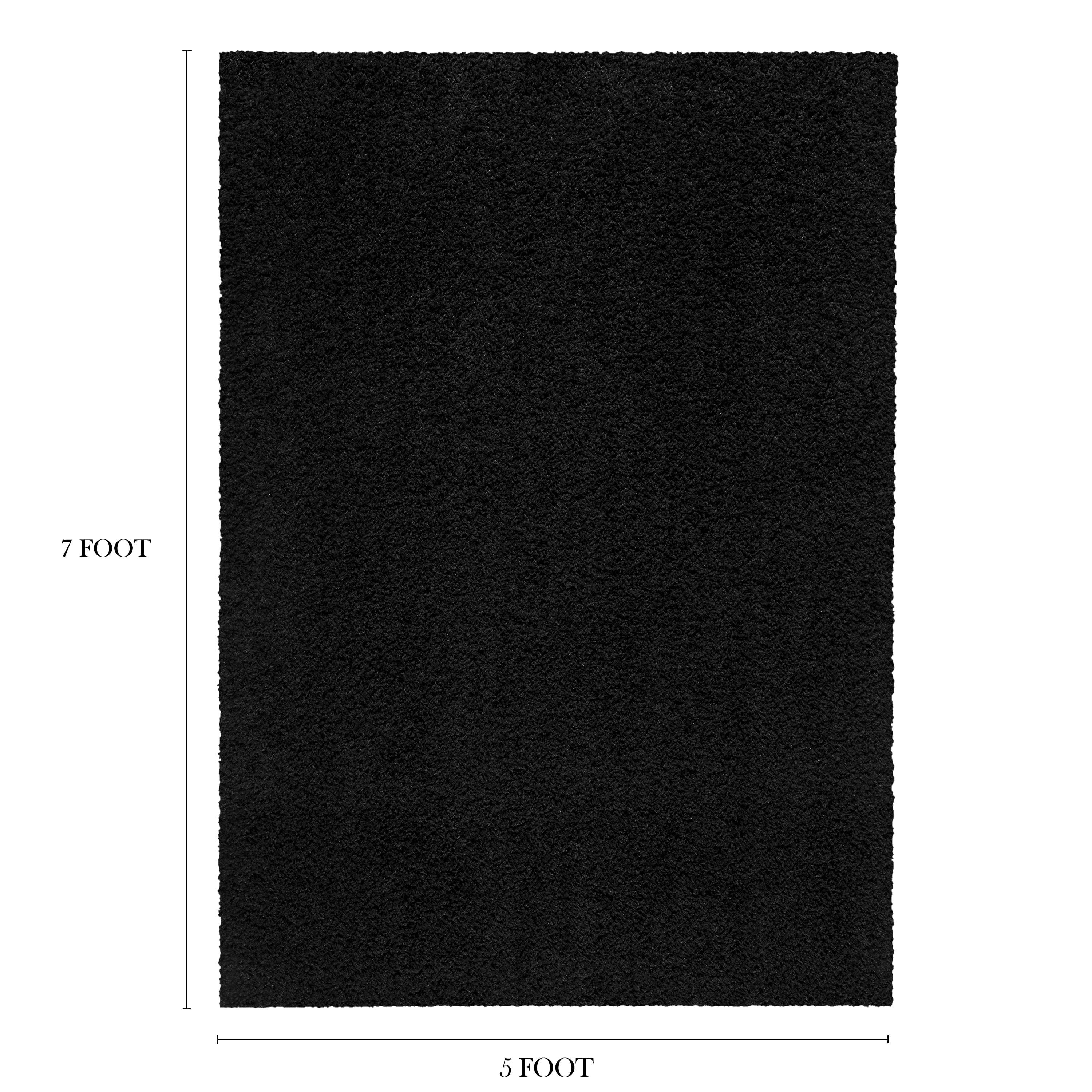 (3 pack) Mainstays Traditional Solid Black Shag Indoor Area Rug, 5' x 7'