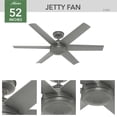 thumbnail image 5 of Hunter 52 inch Outdoor or Indoor Ceiling Fan No Light - Ceiling Fan without Light, For Patio, Porch, Garage, or Living Room, Standard Mount, 6 Blades, Wall Control - Jetty 51202, Matte Silver, 5 of 18