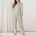 thumbnail image 2 of Honeii Summer Dinosaur print Women's Pajama Sets Long Sleeve Button Down Sleepwear Nightwear Soft Pjs Lounge Sets-X-Large, 2 of 7