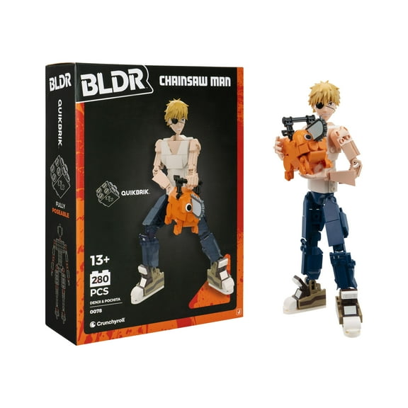 BLDR Chainsaw Man Denji and Pochita Building Set - 9.5 inch and 2 inch Buildable Articulated Action Figures