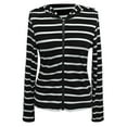 thumbnail image 4 of Goindgs Coat Women's Winter Overcoat Slim Fit Long Striped Outerwear Ribbed Textured Elegant Comfort Warm Jacket Casual Outerwear Coat Black-L, 4 of 5