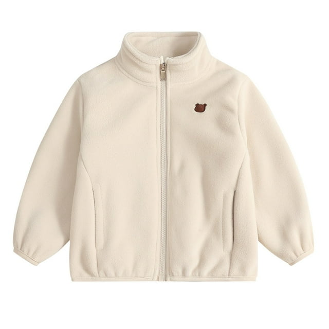 MIASHUI Manteau Léger Chaud à Fermeture Éclair pour Tout-Petits Garçons Filles, Beige, 3-4 Ans