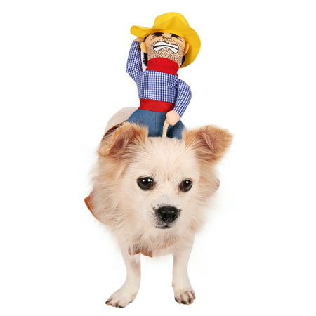 HDE Cowboy Dog Costume Halloween Pet Apparel Soft Saddle with Stuffed Cowboy Outfit for Medium and Large Dogs (Brown, Large)