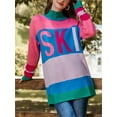 thumbnail image 4 of Womens Sweaters Fall Oversized Color Block Ski Sweater Crewneck Winter Tops, 4 of 6