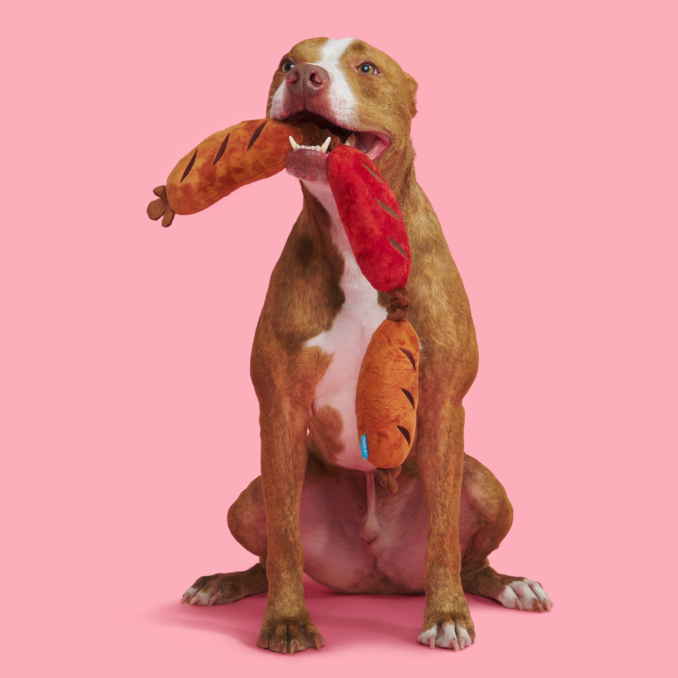 BARK Sausage Lickin' Links Plush Dog Toy, with Whip n Flip, Squeakers & Crazy Crinkle for All Dogs