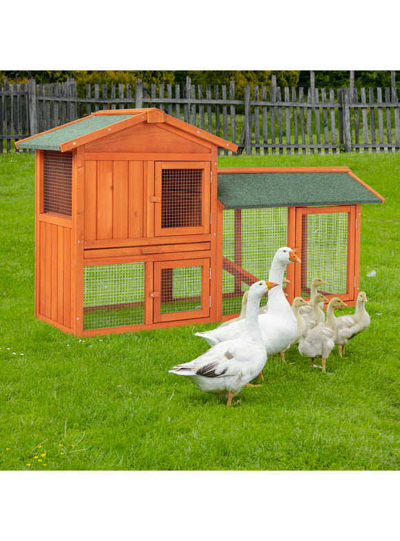 Zimtown 61" L Wooden Chicken Coop Hen House Rabbit Hutch Poultry Cagem, Brown