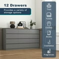 thumbnail image 2 of Demi Bonn 12 Drawer Double Dresser, Modern 12 Chest of Drawers with Deep Drawers, Wide Storage Organizer Cabinet for Living Room, Gray, 2 of 10