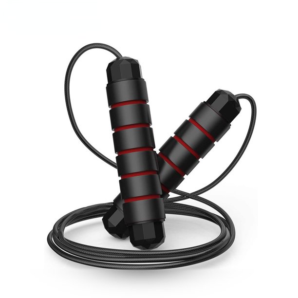 Nvzi Cuerda para saltar, cable de salto rápido sin enredos con rodamientos para mujeres, hombres y niños, cuerda de acero ajustable con asas para fitness, ejercicio en casa y cuerpo delgado (rojo)