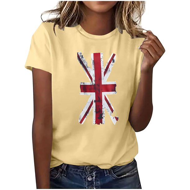 Camisetas de Verano de Manga Corta de las Mujeres Nuevo Suéter de Cuello de Tripulación, Top de Fiesta Impreso Casual para la Primavera