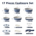 thumbnail image 2 of Set de utensilios de cocina SENSARTE, ollas y sartenes de cerámica, 17 piezas, color azul marino, 2 of 7