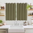 thumbnail image 2 of Sage Green Kitchen Curtains 72 Inch Length, Brown Solid Color Simple Abstract Grommet Top Bedroom Living Room Curtains, Light Filtering Cafe Curtain Drapes 2 Panels Set 104''x72'', 2 of 9