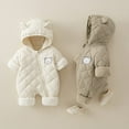 thumbnail image 4 of BENJAMJAM 0-2Y One-Piece Romper Bear Ear Hood Adorable Bear Patch Detail Multiple Colors Ideal Fall/Winter Outings & Daily Wear, 4 of 13