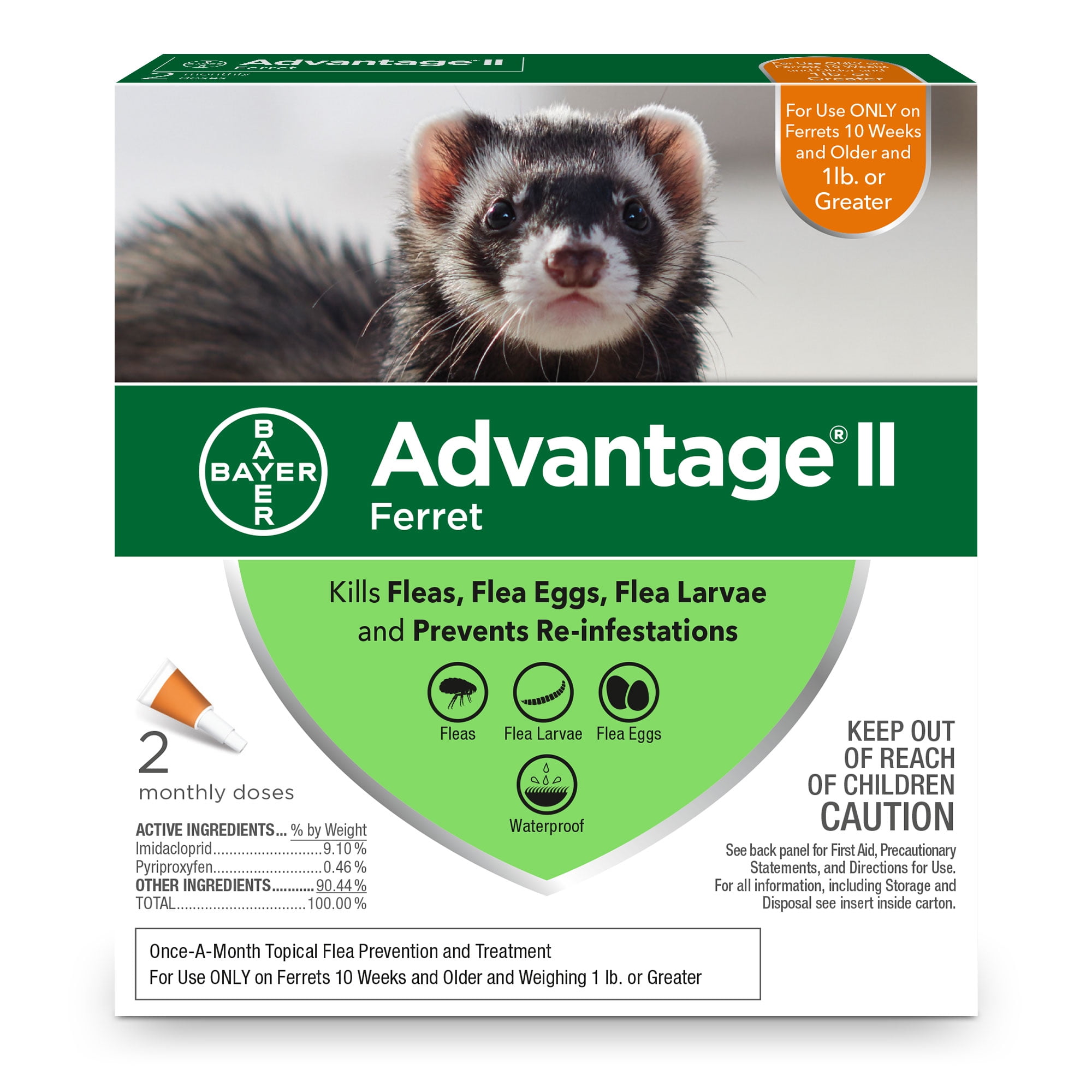 Advantage Ii Flea Prevention For Ferrets 2 Monthly Treatments Walmart Com