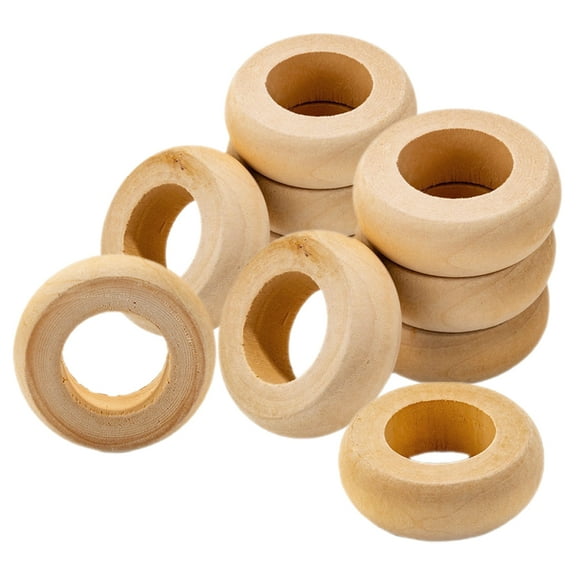 CRAFTHROU Napkin Rings Wood Khaki Tableware 10Pcs 2.0In