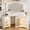 White, variant on Wozkli Corner Makeup Vanity with 3 Way Mirror, Dimmable Lights, Charging Station, 1 Large Drawer and 2 Flexible Side Cabinets, Black