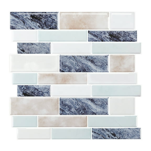 VEELIKE Blue Green Adhesive Backsplash Tiles Peel and Stick Wall Tiles for Bathroom 6 Sheets 12"x12"