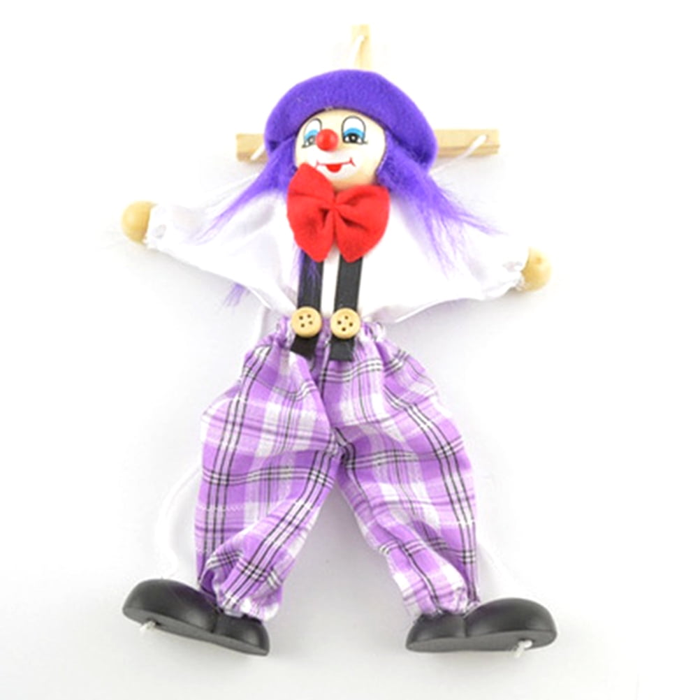 Pull String Puppet Clown Wooden Marionette Toy Joint Activity Doll Vintage Child 