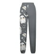 thumbnail image 2 of Guluxicc Sweatpants for Women Casual Drawstring Elastic Waist Halloween Graphic Print Pants Athletic Jogger Pants, Gray, 2XL, 2 of 4