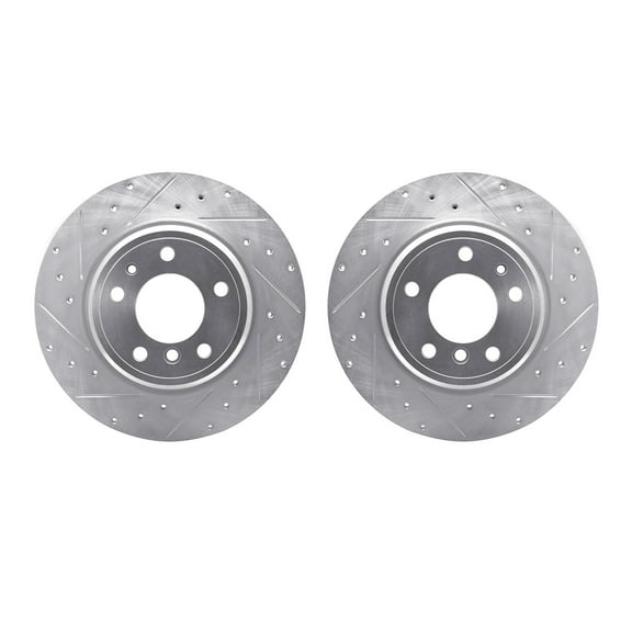 Dynamic Friction Company Rear Brake Rotors-Drilled and Slotted-Silver 7002-31106