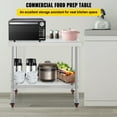 thumbnail image 2 of KFFKFF Stainless Steel Adjustable Undershelf and Casters Prep Table, Silver, 2 of 9
