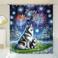 thumbnail image 3 of Happy New Year Alaskan Malamute Family Cheer Winter Midnight Firework Shower Curtain Alaska Mal Dog Lovers Gifts Waterproof Bathroom Bathtub Curtain - 02025, 3 of 5
