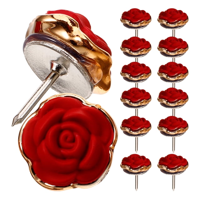 KAKOWELY 30Pcs Floral Push Pin Thumbtacks Rose Tacks Map Supply Multi Function,0.47"X0.47"X0.39"