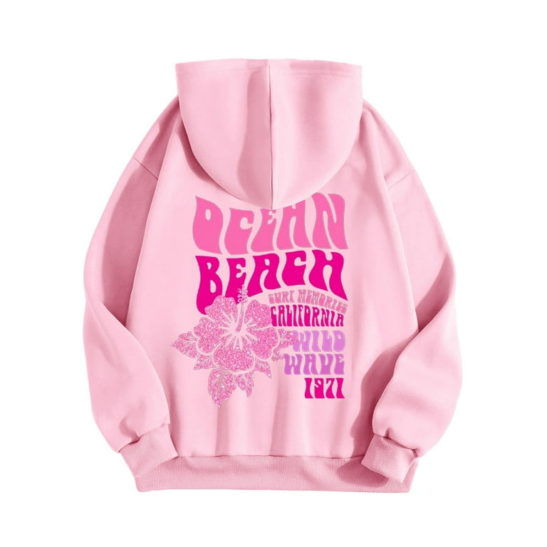 Pink Cute Sweatshirts For Tweens Palm Puff Hoodie CILENON