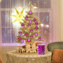 Honeeladyy 24Pcs Christmas Balls Ornaments for Xmas Christmas Tree, Solid Color Shatterproof Christmas Tree Decorations Hanging Ball for Holiday Wedding Party Decoration (Hot Pink, 1.18"-3CM)