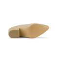 thumbnail image 5 of BLISSFUL STEP Women's Block Heels Pointed Toe Slip on Slide Mules Beige 6.5, 5 of 7