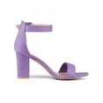 thumbnail image 3 of BLISSFUL STEP Women's Shoes Ankle Strap Block Heel Buckle Open Toe Sandals Purple 11, 3 of 7