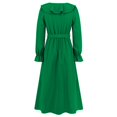 thumbnail image 7 of ylioge Fall Wedding Guest Dresses, Womens Elegant Slim Fit Long Lantern Sleeve V Neck High Waist Swing Side Slit Hem with Bow Belt Solid Color Maxi Formal Gowns and Evening Dress Fall, 7 of 7