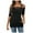 Black, variant on SHITINN Womens Tee Fashion Shoulder Shear Split Five Sleeves Slim Fit Hollow Design Long Top Womens Tops Short Sleeve Fashion Clothing