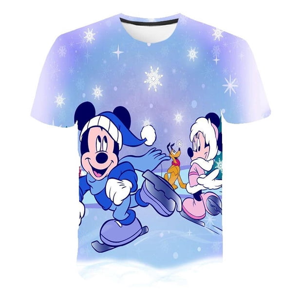 Camisetas de Mickey Mouse para niños y niñas, camisetas de Disney con estampado 3D para niños, camiseta de dibujos animados de moda de verano, camiseta de cuello redondo, camiseta 5T Gao Jinjia LED