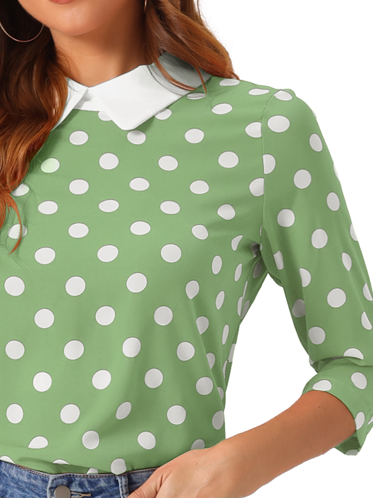 DARING DIVA Blouses 3/4 Sleeves Solid Office Work Tops M Greens