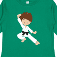 thumbnail image 4 of Inktastic Cute Boy, Brown Hair, Black Belt, Karate Pose Boys Long Sleeve Toddler T-Shirt, 4 of 5