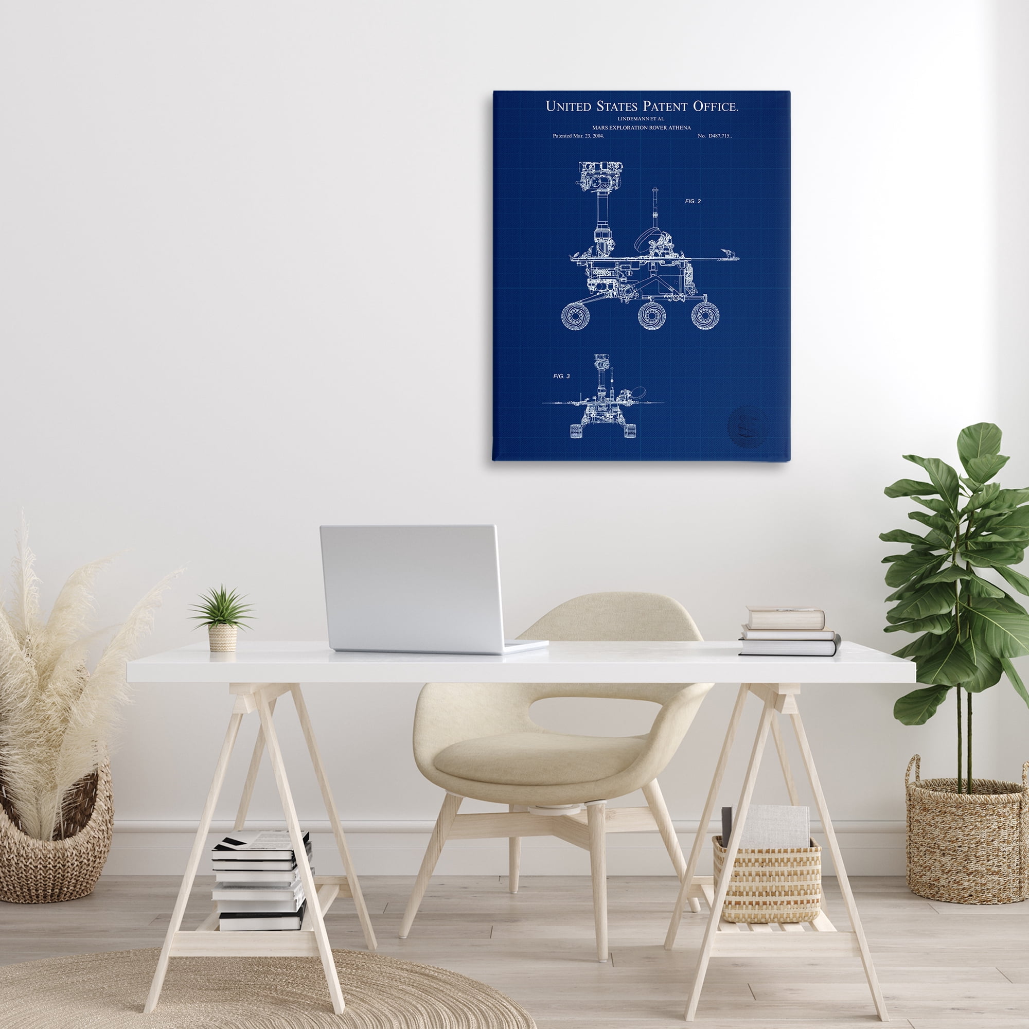 Stupell Industries Mars Exploration Blueprint Transportation Painting Gallery Wrapped Canvas Art Print Wall Art, 30 x 40