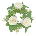 thumbnail image 4 of Corona artificial con anillo de vela de pilar, corona de granja verde, corona bohemia de flores artificiales, para adorno de mesa de Pascua Blanco, 4 of 9