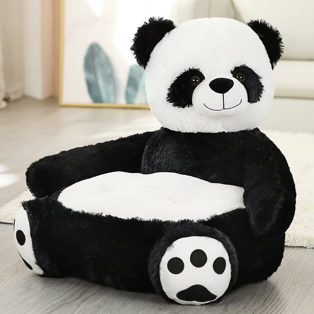 Sofá para niños Formas de animales Estilo lindo Felpa corta Material de algodón PP Cómodo Transpirable Agradable para la piel Sillas para niños pequeños Panda 50x50x45cm