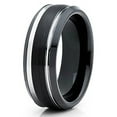 thumbnail image 2 of Silly Kings 8mm Black Brushed Tungsten Carbide Ring Unique Silver Edged Wedding Band Comfort Fit Unisex, 2 of 3