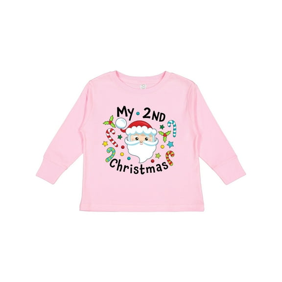 Inktastic My Second Christmas Santa with Candy Canes Boys or Girls Long Sleeve Toddler T-Shirt