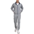 thumbnail image 3 of Little Donkey Andy Men's 2 Piece Full Zip Tracksuit Set, 4 Way Stretch Color Block Athletic Outfit with Multi Zipper Pockets, Cuffed Jogger Pants for Gym Workout Running, Light Grey L, 3 of 8