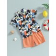 thumbnail image 3 of GXFC Toddler Boys Summer Shorts Outfits Kids Boys Short Sleeve Watermelon Print Lapel Shirt Top+Elastic Short Pants Set Casual Clothes 2Pcs 18M-5T, 3 of 9