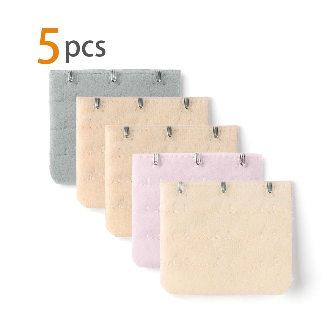 Unique Bargains 5 Pcs Ladies Assorted Color 3 x 3 Hooks Adjustable Bra Back Extenders