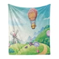 thumbnail image 1 of Abstract Soft Flannel Fleece Throw Blanket, Pastel Color Candy Houses Swirl Lollipop and Hot Air Balloon with Creamy Icing, Cozy Plush for Indoor and Outdoor Use, 60" x 80", Multicolor, by Ambesonne, 1 of 6